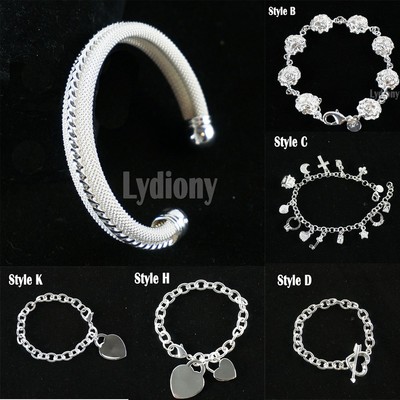 Silver Filled Bangle Bracelet Necklace Set