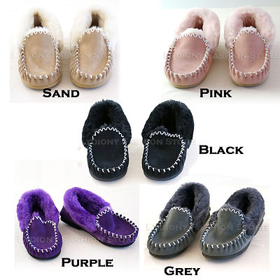 Kangroo Ladies/Men Australian Sheepskin/Lambskin Moccasins Slippers Xmas Gifts