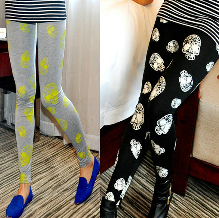 Skull Printed Cotton Leggings