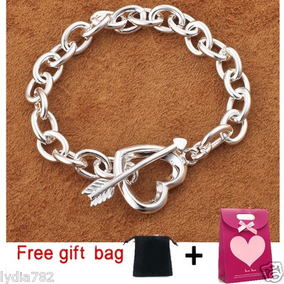 Heart Arrow Silver Plated Bracelet